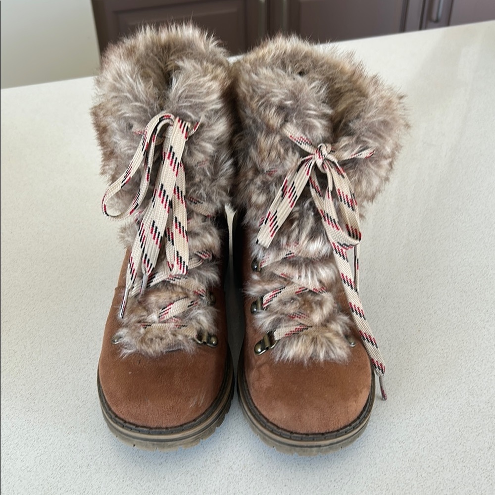 Faux Fur Lined Brown Boots